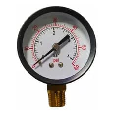 Manômetro Vertical Rosca 1/4 Npt 0 Á 4 Bar 60 Psi Ø 50 Mm