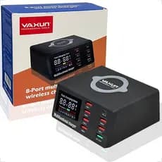 Carregador Usb Sem Fio De 8 Portas Carga Rápida Pd + Qc3.0 Estação De Carga Display Led Inteligente