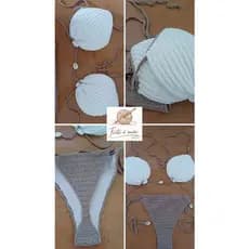 Biquíni Concha de crochê , top, biquini, biquini crochê feito à mão, Moda Verão 2026, biquini crochê