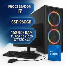 Computador Gamer Completo i7 3.6Ghz - 16GB - 960GB - GT730 4GB - Monitor 20"
