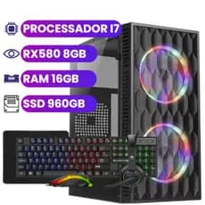 Computador Gamer Intel Core i7 - 16GB de RAM - SSD de 960GB - Placa de Vídeo RX580 8GB