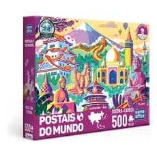 Quebra Cabeça Nano Postais Mundo Continentes Ásia 500 Pçs