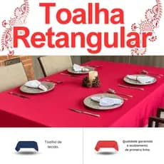 Toalha de Mesa Retangular 6 Lugares. 2,0x1,5 m, Tecido Oxford com Bainha
