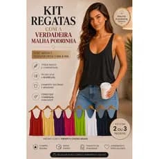 KIT Regata feminina academia malha PODRINHA KIT BIA com 2 ou 3 , blusa camiseta soltinha fitness