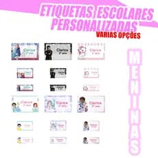 Kit Etiquetas Adesivo Escolar / Meninas / Personalizada / Vários temas / envie o nome no chat