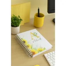Caderno Girassóis Personalizado  /Letra e Nome / Capa Dura / Envie o nome no chat