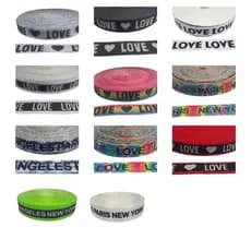 10 Metros Fita cadarço Gorgurão Poliamida Sarjada  Vermelho Branco Preto Listrado Love Coração 30mm 35mm 22mm 25mm Fita2