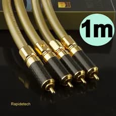 Cabo rca (par) high end prata Hexlink 5c e conectores fibra carbono top p cd player ,receiver - pronta entrega em sp- 1m