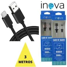 Cabo Tipo C 3 Metros Turbo Cabo 2 Metros Turbo Cabo Carregador Tipo C Grande A50 A70 A80 S10 S20 S21 S22 M31 Cabo INOVA