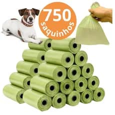 Kit 50 Refil Rolinhos Cata Caca 750 Saquinhos Higiênicos p/ Pet Cachorro Cão