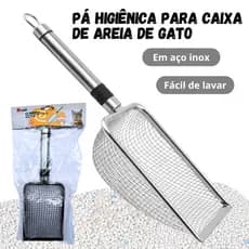 Pazinha Pá Coletora Higiênica Caixa Areia De Gato Aço Inox