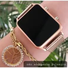 Relógio Feminino Digital Led Quadrado Dourado e Rose - Moda luxo femininos 5645