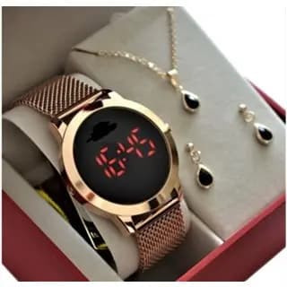Relogio Feminino Digital Rose Magnetica C/ Brinco 2333