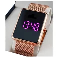 Relógio Feminino Digital Led Quadrado Dourado e Rose 87889