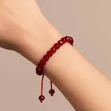 Pulseira Ajustável vermelha em Cristais de murano - acabamento ajustável - Pulseira vermelha