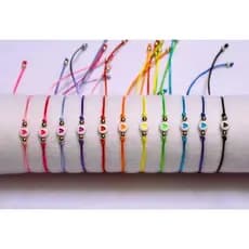 Kit Pulseira da Amizade com coração e fio de Seda Colorido, Preto ou Branco