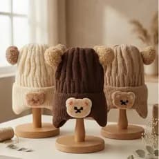 Touca infantil inverno quentinha para criança frio lã tricô gorro menina menino boina proteção cabeça