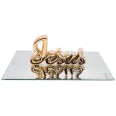 Mini Enfeite Palavra Jesus Decoração Sala Quarto Mesa Cabeceira Estante Mesa Rack