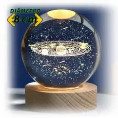Luminária Esfera Cristal Mesa Led Planeta Enfeite Quarto Top