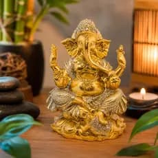 Estátua Ganesha Enfeite Decorativo Prosperidade Decoração Zen Elefante Hindu Sabedoria Estatueta Meditação
