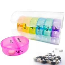 Porta Comprimidos Organizador Cápsulas Grande Estojo Redondo Separador Medicamento Diário Semanal Portátil
