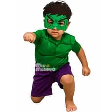 Fantasia Infantil Hulk Menino Mascara Macacão Carnaval