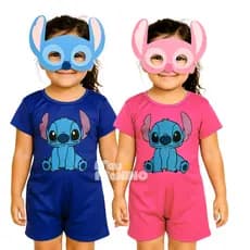 Macacão Stitch Com Mascara Carnaval Mesversario Festa Aniversario Roupa Stitch Filme