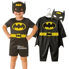 Fantasia Infantil Morcego Halloween Short e Calça Menino Com Mascara Mesversario