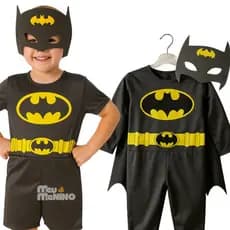 Fantasia Infantil Morcego Halloween Short e Calça Menino Com Mascara Mesversario