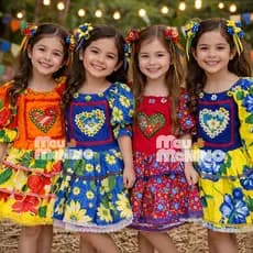 Vestido Festa Junina Infantil Sortido Promoção Vestido Menina Estampado