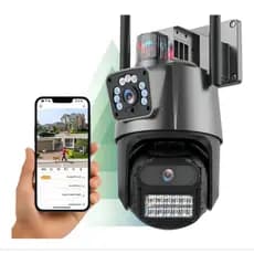 Camera Segurança Externa Wi-fi IP Lente Dupla 4k 6mp Sirene Policial