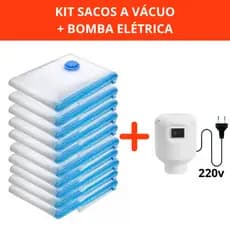 Kit Saco a Vácuo + Bomba Automática Elétrica Organizador Rápido Armazenar Guardar