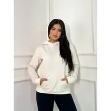 Blusa Moletom Feminina Bolso Canguru e Capuz Com Felpa Fofinho
