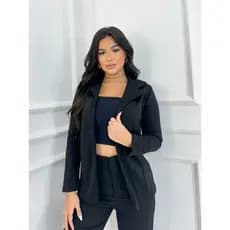 Blazer Feminino em Neoprene Casaco curto Varias Cores com babado Terninho Social aberto