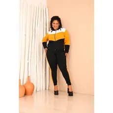CONJUNTO FEMININO ADULTO DE CREPE COM ZIPER E BOLSO NA CALÇA