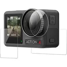 Película de Vidro da Lente da Câmera, Tela de LCD Traseira e Visor Frontal para a Osmo Action 3 e 4