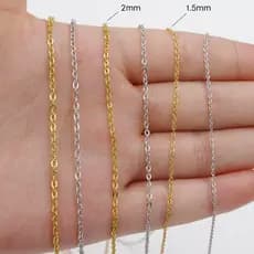 Colar Corrente de Aço Inox Feminino Masculino Clássico fino prata dourado 1.5mm 2mm 40cm 50cm 60cm