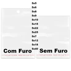 kit 200 100 Saco Adesivo Saquinhos transparente FURO 5x5 5x6 5x8 5x9 5x10 5x15 5x22 5x25 5x7 5x12 5x18 5x40 FUROS SOLAPA para embalagem grande maior de Joias Bijuterias Presente