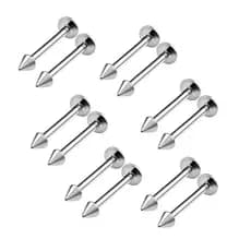 Cartela kit 12 Piercings Labret 6 Piercing Spike Tragus Hélix Cartilagem 6mm 8mm 10mm Aço Cirúrgico NÃO DESCASCA