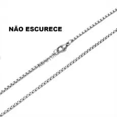Colar corrente fino 40cm 45cm 50cm 60cm 70cm 2mm em aço inox antialérgico prata largura não escurece