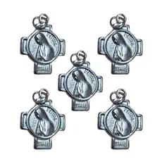 5 Pingentes Metal Medalha  Nossa Senhora De Fátima Prateado Italy