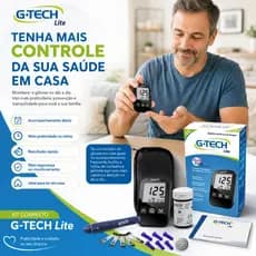 Aparelho De Medir Glicose Gtech Lite Caneta Agulhas Tiras