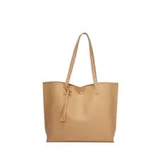Bolsa Feminina  Couro Sintético Sacola Creme Praia Trabalho