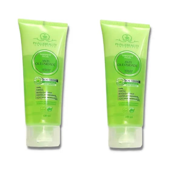 Sabonete Facial Anti Oleosidade Acne Control Phállebeauty - Kit C/ 2 Unidades