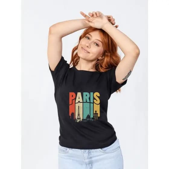 Camiseta Baby Look Preta Feminina Nova York Algodão Estilo Casual