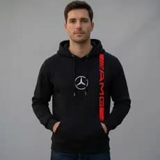 Blusa Moletom Masculino Preta Flanelada Carros Mercedes Amg