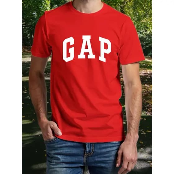Camiseta Masculina Vermelha Gap Básica Unissex Estampa Clássica e Famosa