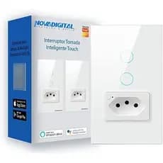 Interruptor Tomada 2 Botões Inteligente Touch Tuya Alexa