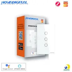 Interruptor 3 Botões Branco Touch Zigbee Novadigital Tuya