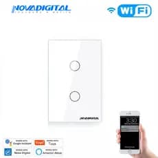 Interruptor 2 Botões Branco Touch Wi-fi Novadigital Tuya